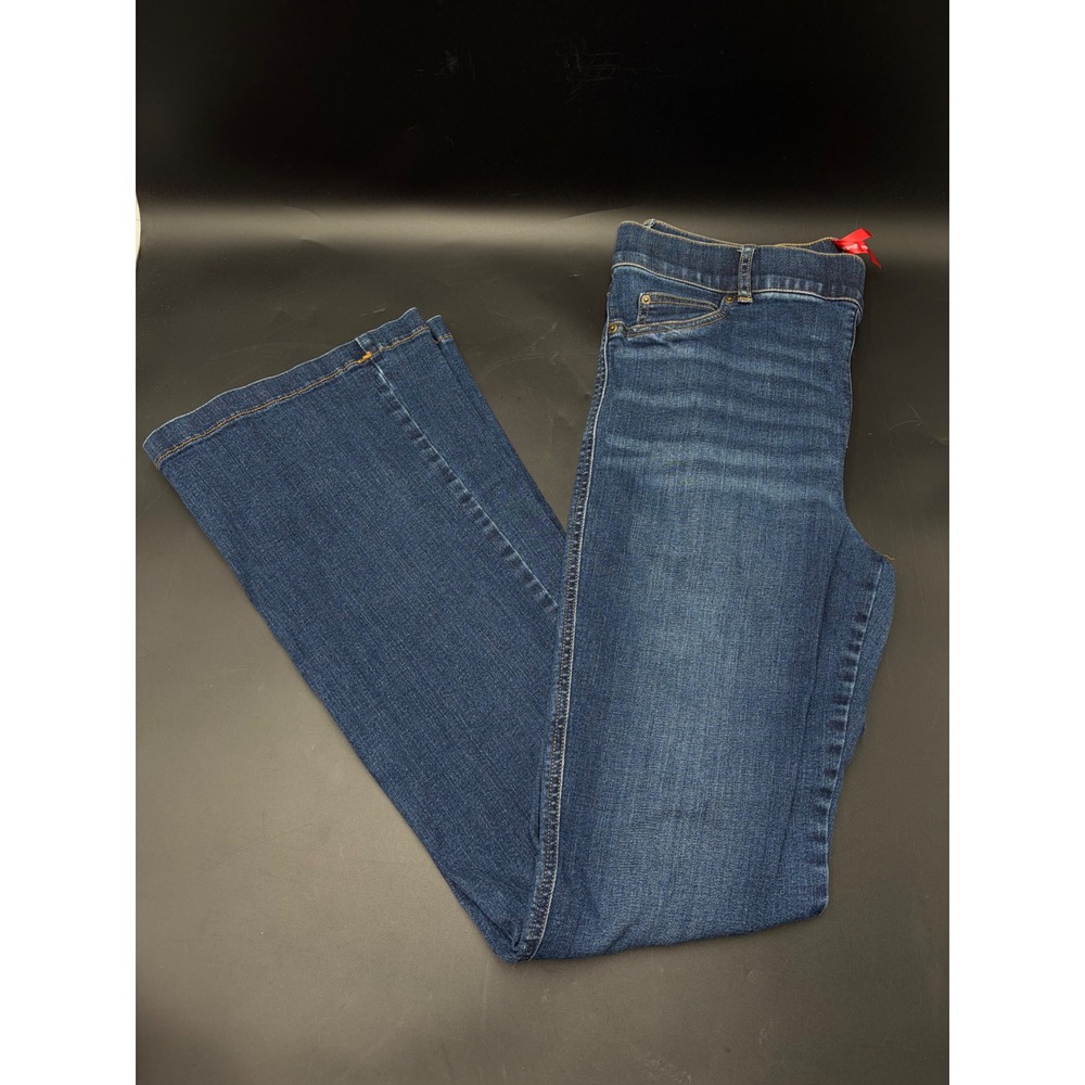 Spanx Pull On Flare Jeans Dark Wash Denim Blue Size XL